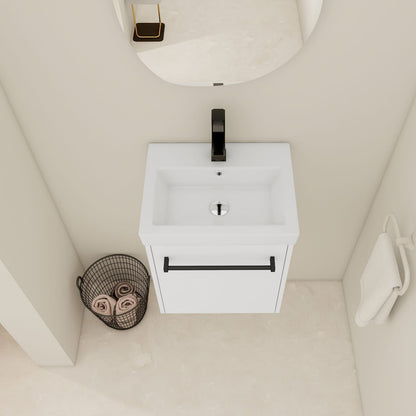18'' Floating Bathroom Vanity - White Plywood Storage
