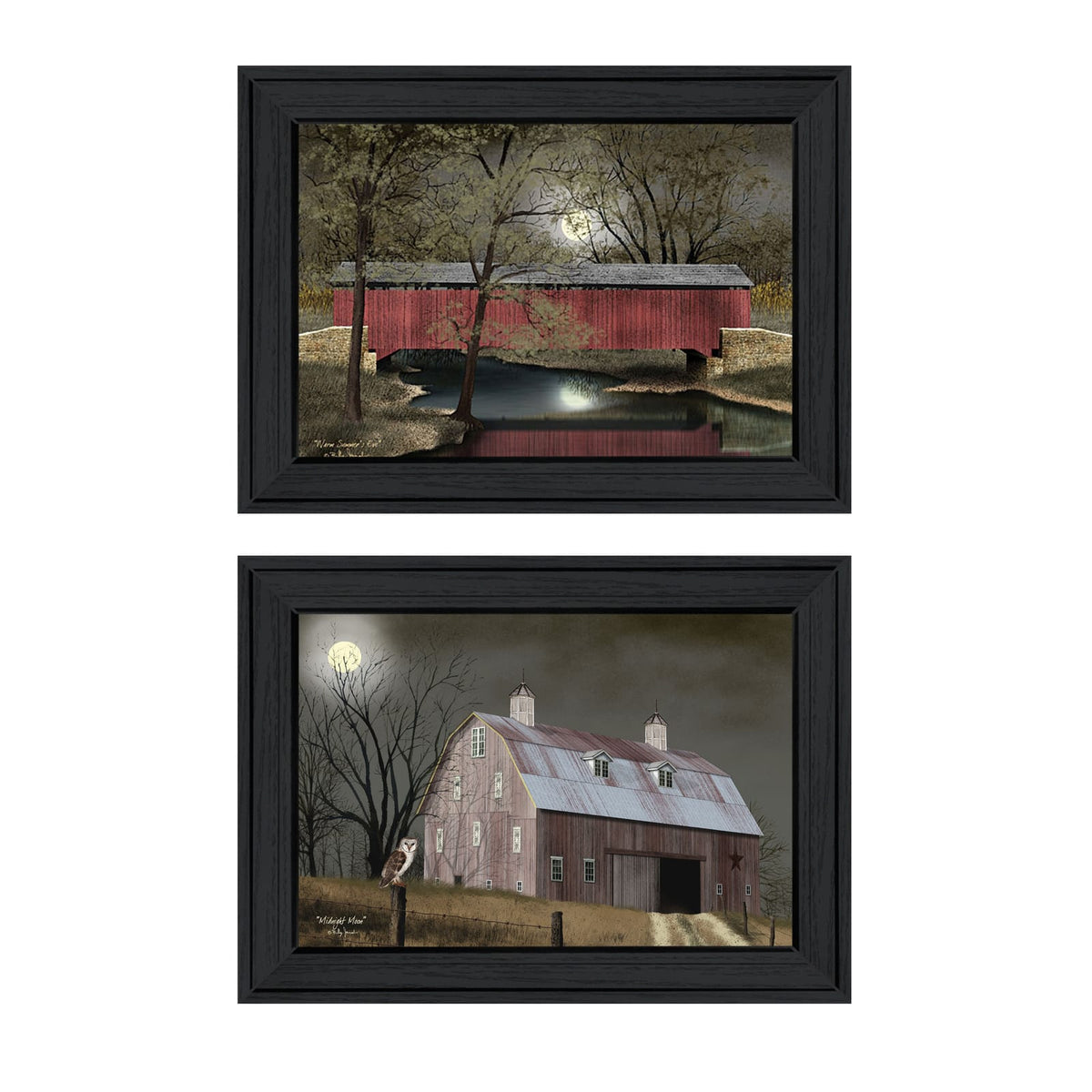 Black Midnight Moon Vignette - 2 Piece Wall Art