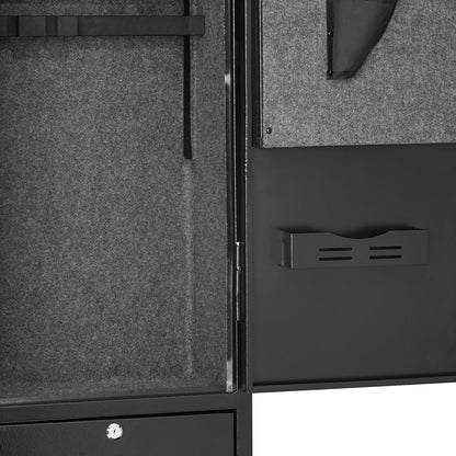 Black Steel Gun Safe - Rifle & Shotgun Storage for Home Office