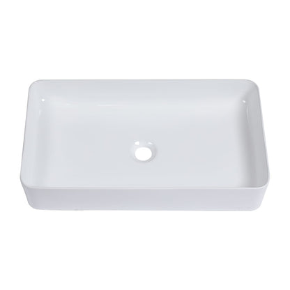 24" White Ceramic Rectangular Vessel Sink - Bathroom Vanity