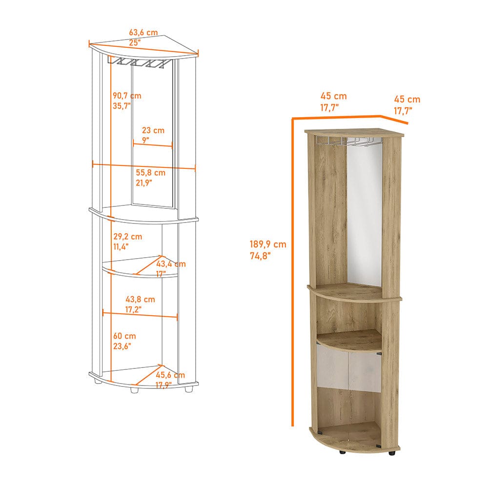 Kempwell 2-Door Corner Bar Cabinet - Brown MDF Storage