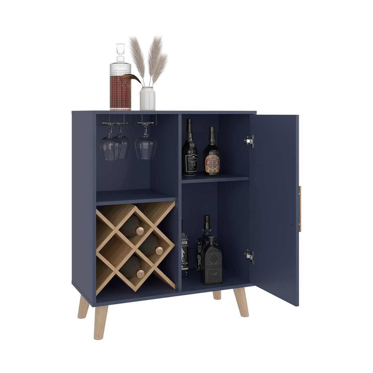 Cave Low Bar Cabinet - Blue Forest, Open Storage for Living Room