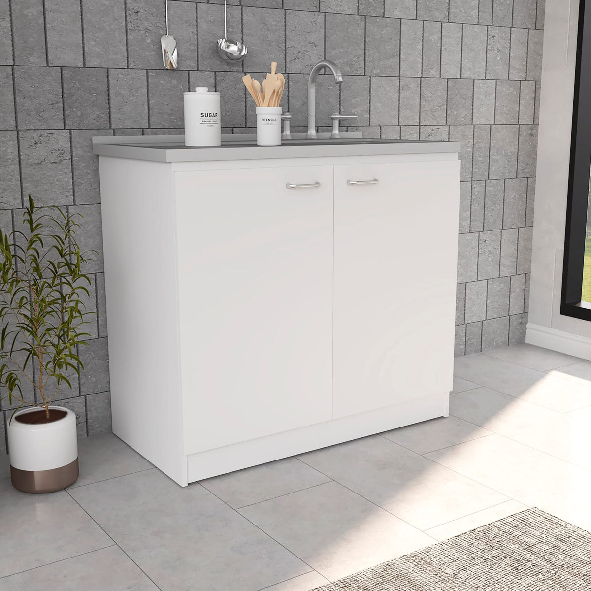 Freestanding Sink Cabinet - White Engineered Wood
