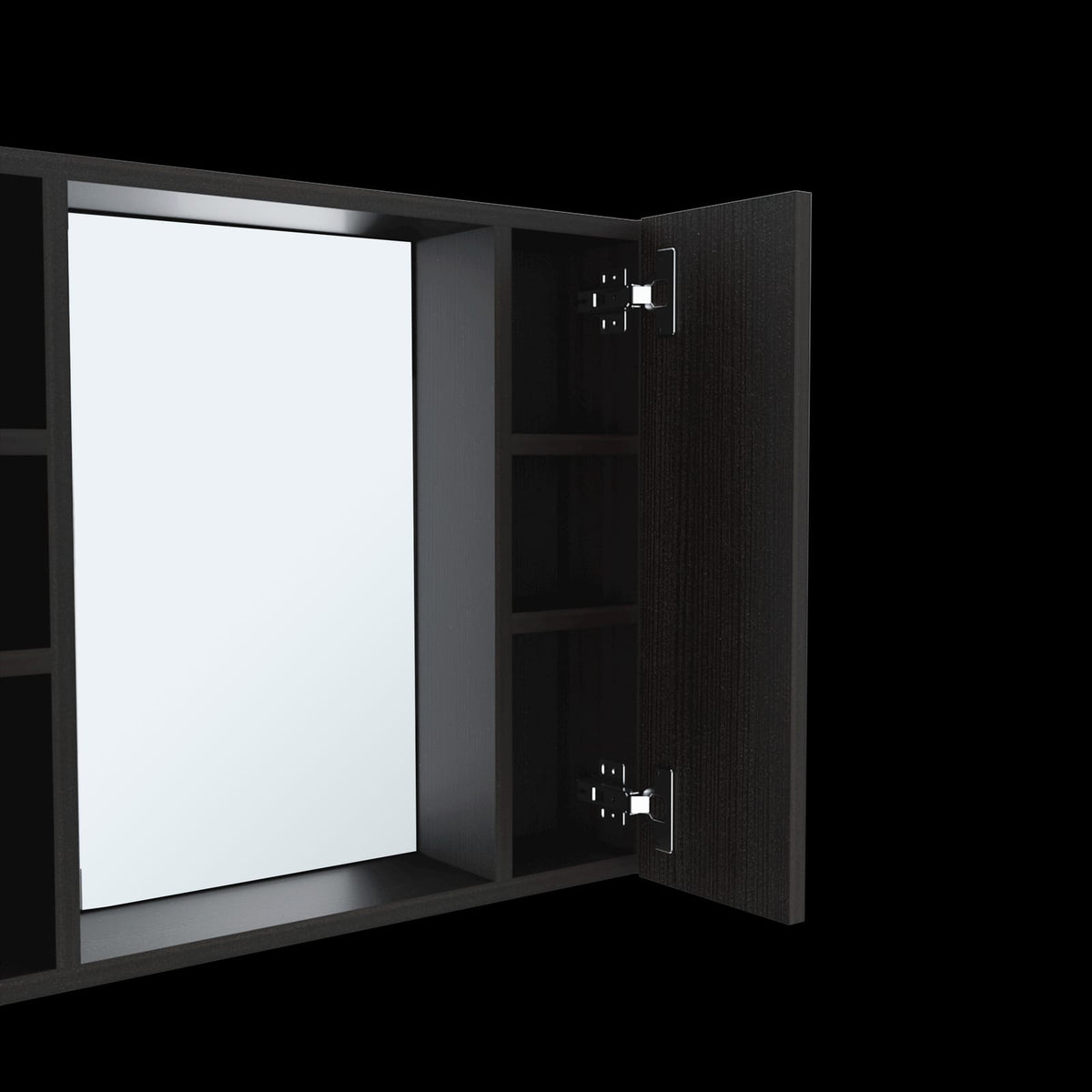 Black Bathroom Storage Cabinet with Mirror - 19" H