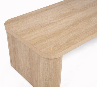 3pc Natural Wood Coffee Table Set - Modern Curved Design