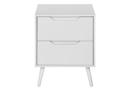 24" White Accent Table with Storage Drawers for Living Room