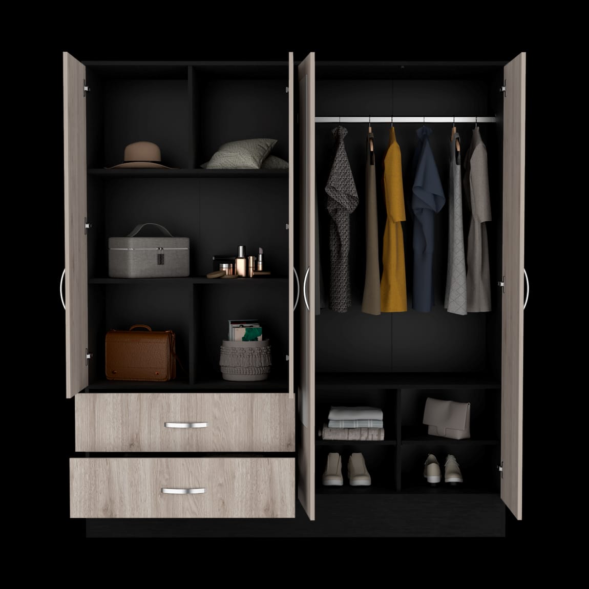 Light Gray Armoire Ron - Spacious Bedroom Storage