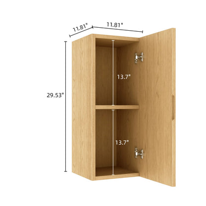 Light Oak Bathroom Storage Cabinet - 12" Floating Vanity with Shelf