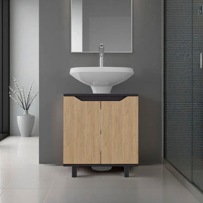 Multi-Colored Bathroom Vanity with Storage Shelves