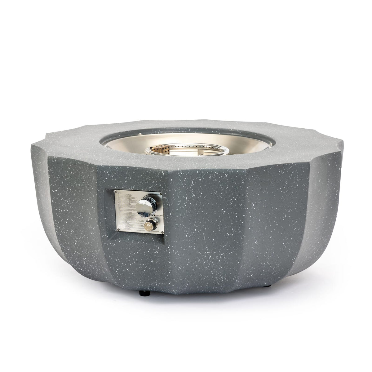 Gray Concrete Fire Pit Table for Garden or Poolside Patio