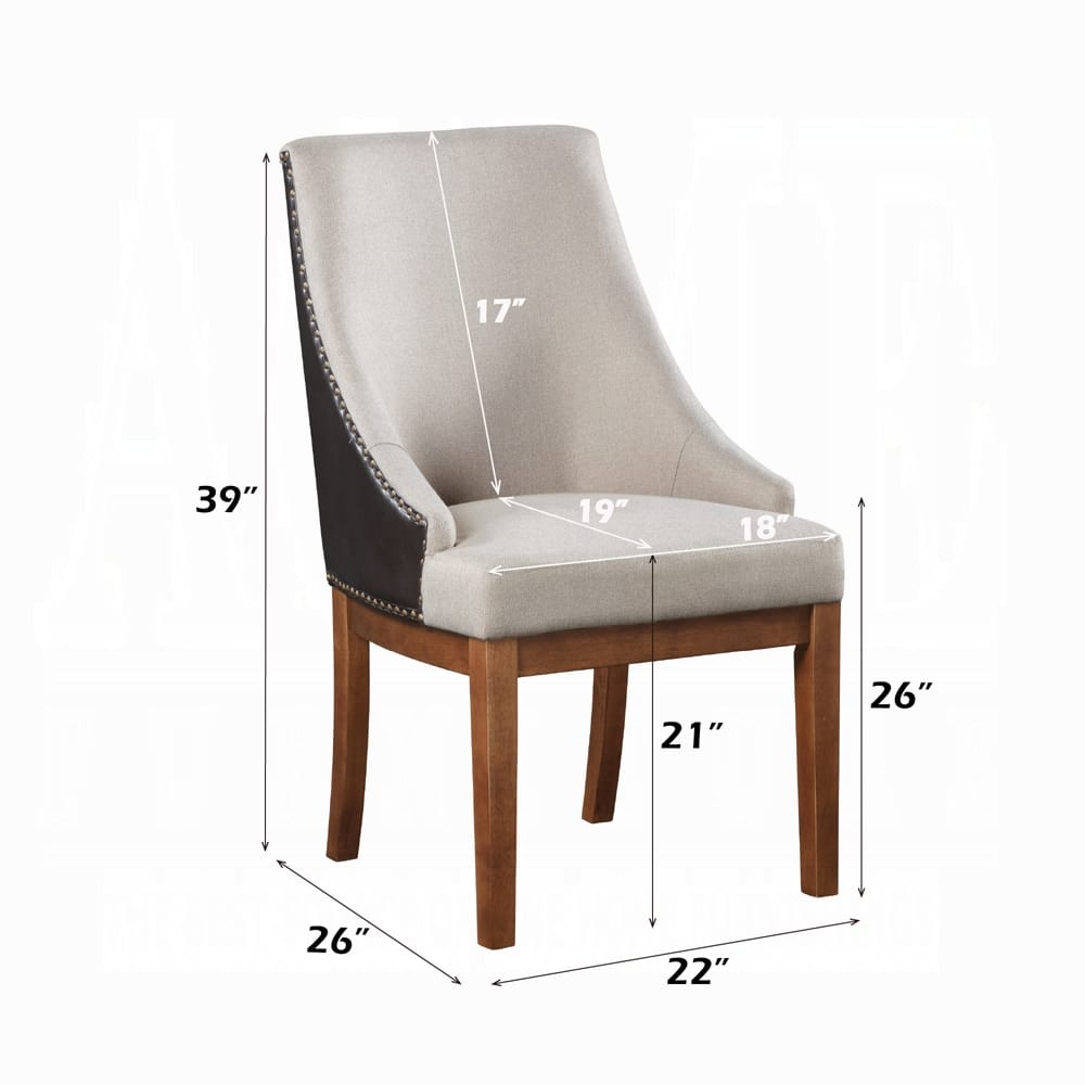 Traditional Brown Wood Dining Chairs Set of 2 Sloped Arms