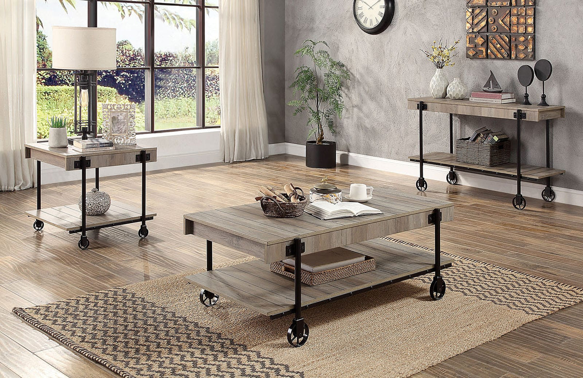 Industrial End Table - Black Paper, Steel Frame