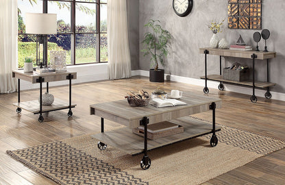 Industrial End Table - Black Paper, Steel Frame