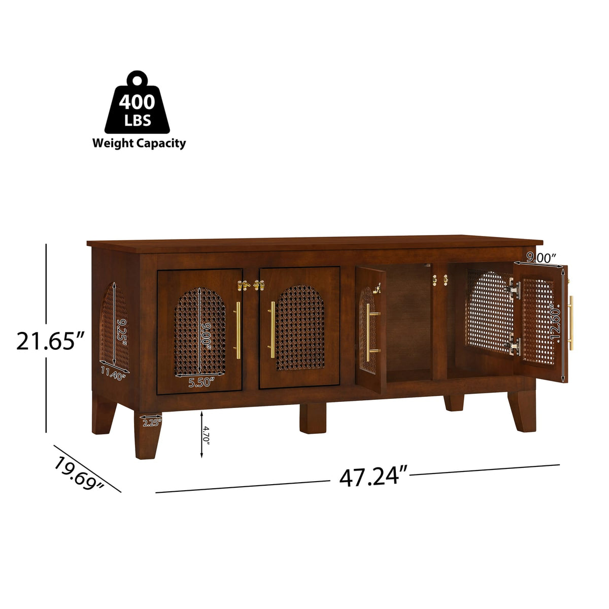 Walnut Rattan Dog Crate Cabinet Stylish Pet Furniture