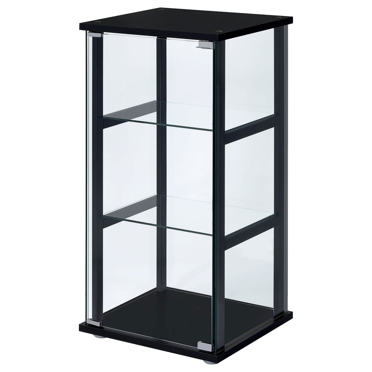 Black 3-Shelf Solid Wood Curio Cabinet - Primary Living Space