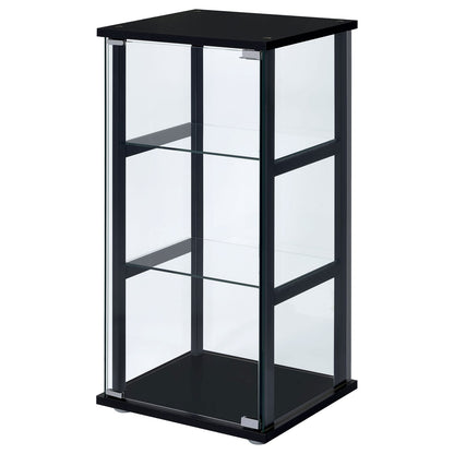 Black 3-Shelf Solid Wood Curio Cabinet - Primary Living Space