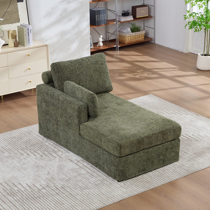 Green Chenille Modular Sofa Bed with Cushions for Living Rooms