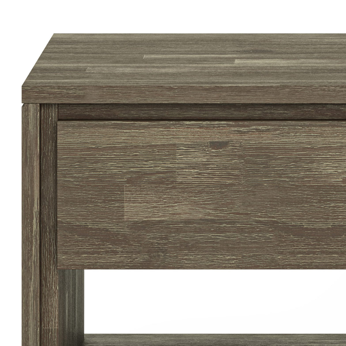 Light Brown Wood End Table - 22" Distressed Grey for Living Room