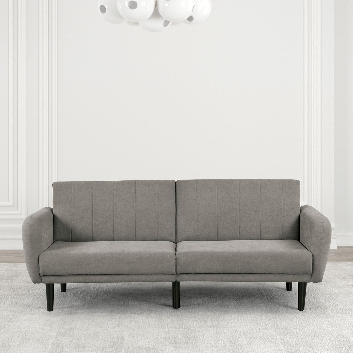 81" Gray Fabric Futon Sofa Converts to Bed