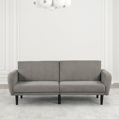 81" Gray Fabric Futon Sofa Converts to Bed