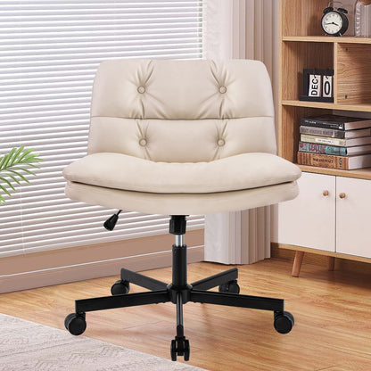 Beige Office Chair with Caster - Modern Living Room Desk Chair