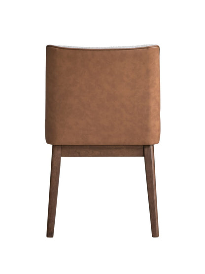 Modern Wingback Dining Chairs Set of 2 in Brown White Wood Finish