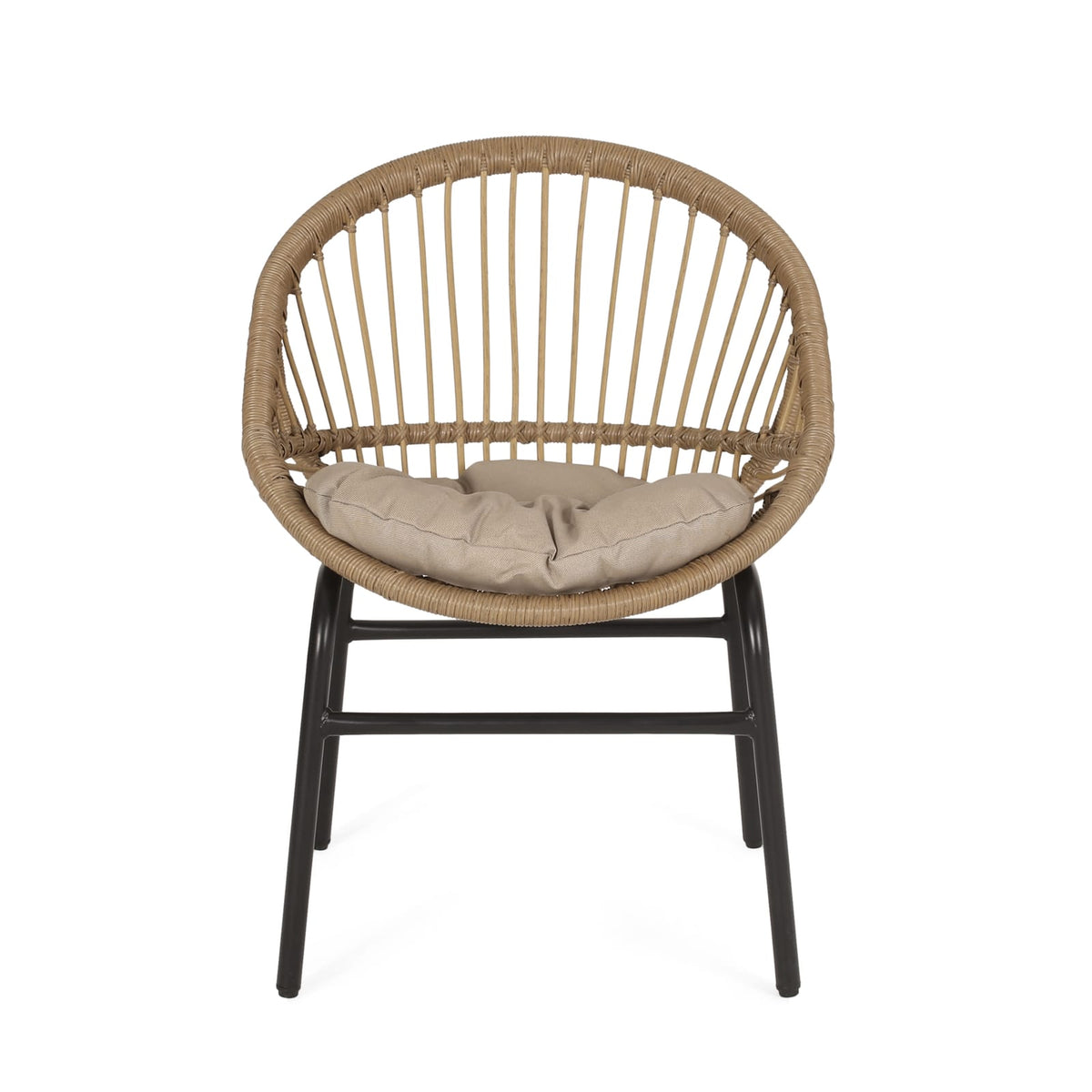 Brown Beige Patio Dining Chairs Set of 2
