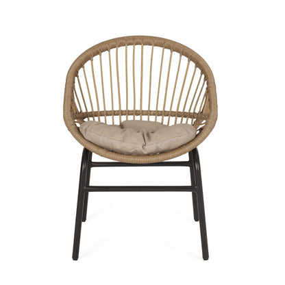 Brown Beige Patio Dining Chairs Set of 2