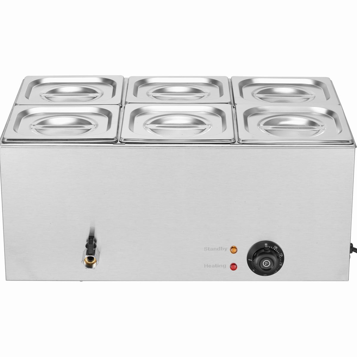 Commercial Food Warmer - 6 Pan Stainless Steel Buffet, 14.3QT
