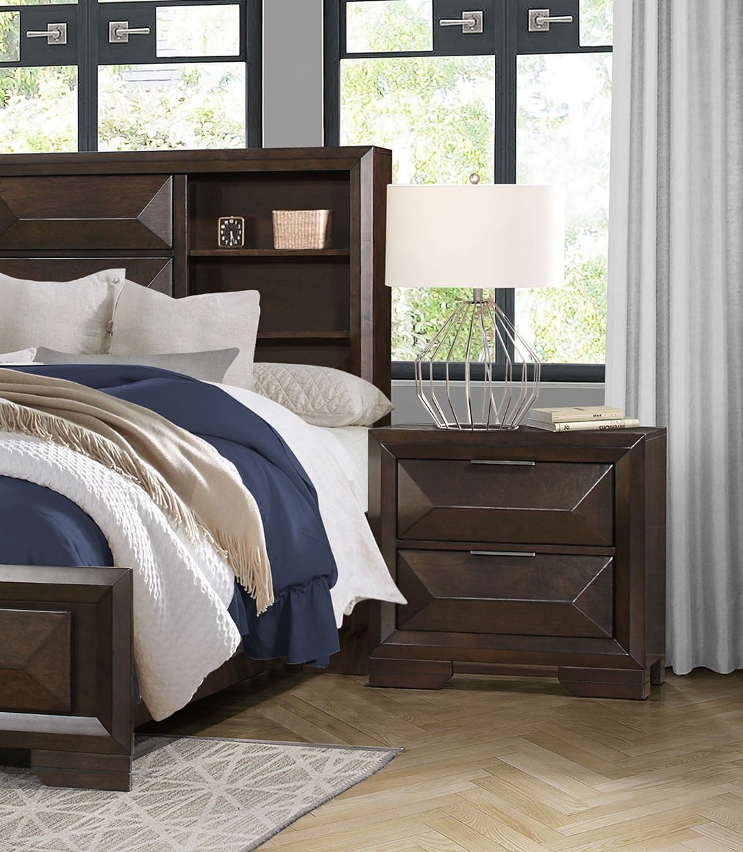 Contemporary Espresso 2-Drawer Nightstand - Bedroom Storage