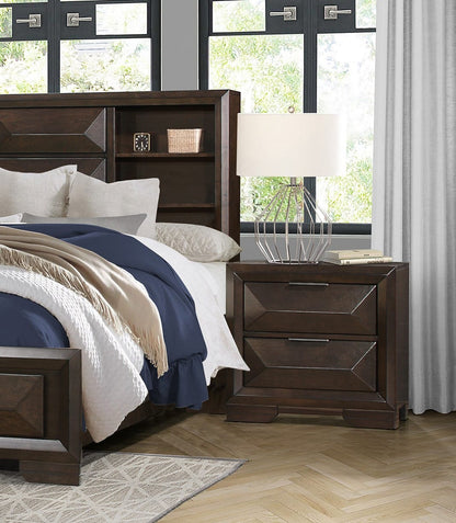 Contemporary Espresso 2-Drawer Nightstand - Bedroom Storage
