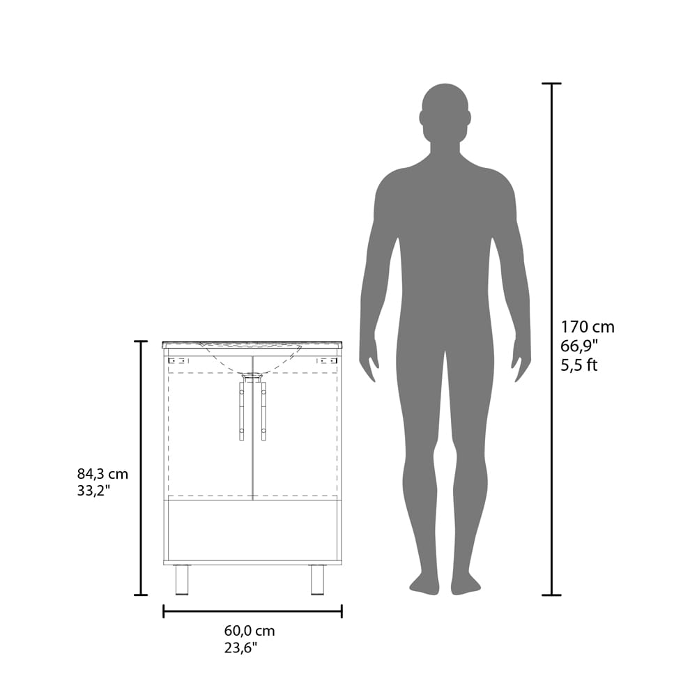 Black Bathroom Vanity with Storage - 17.9"W