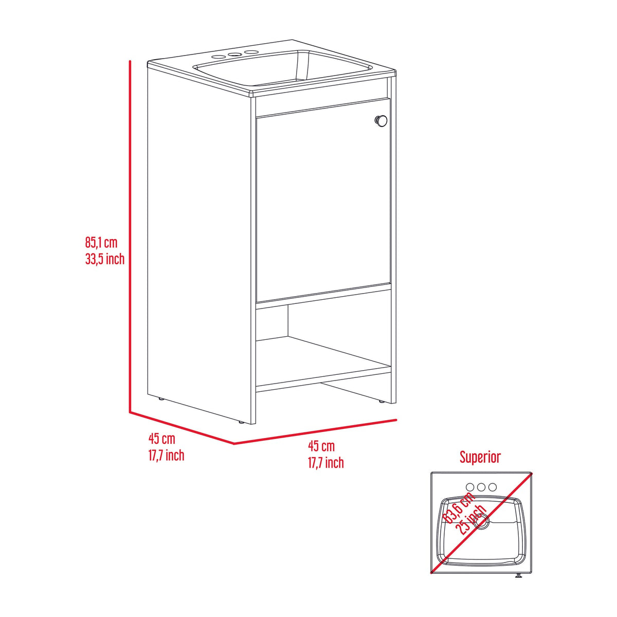 Light Gray Bathroom Vanity Cabinet with Shelf