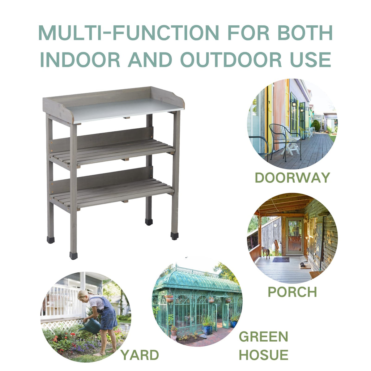 30" Grey Solid Wood Deck Box with Hooks