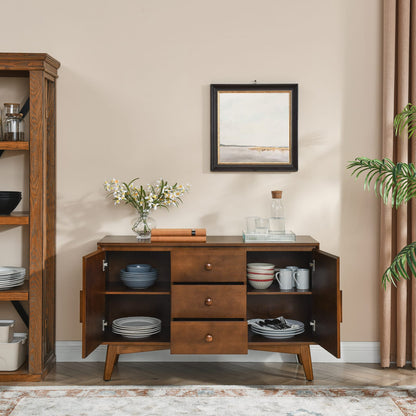 47.3" Walnut MDF Sideboard Buffet Cabinet Storage
