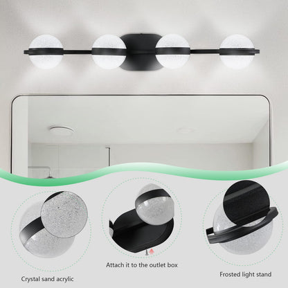 Black Iron Bathroom Vanity Light - 4-Light LED Wall Sconce
