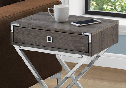 Taupe MDF End Table with Storage Drawer for Bedroom Nightstand for Living Room