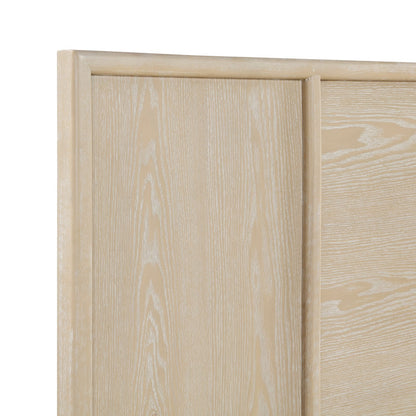 Contemporary Queen Size Panel Bed - Light Brown Finish