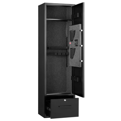 Black Steel Gun Safe - Rifle & Shotgun Storage for Home Office