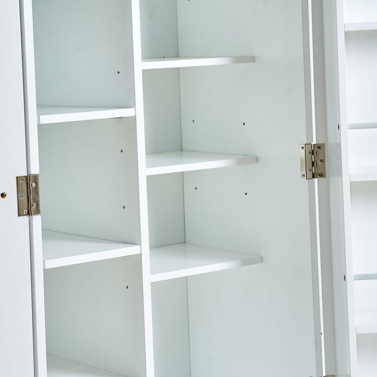 Kitchen Pantry Cabinet with Doors - White MDF, Adjustable Shelves