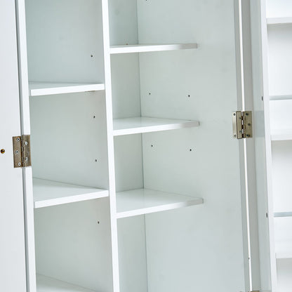 Kitchen Pantry Cabinet with Doors - White MDF, Adjustable Shelves