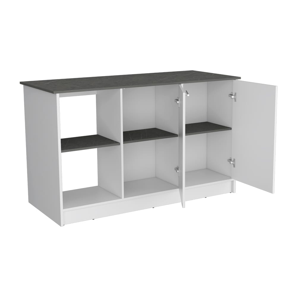 Multicolor Kitchen Island with Storage - 59" Countertop