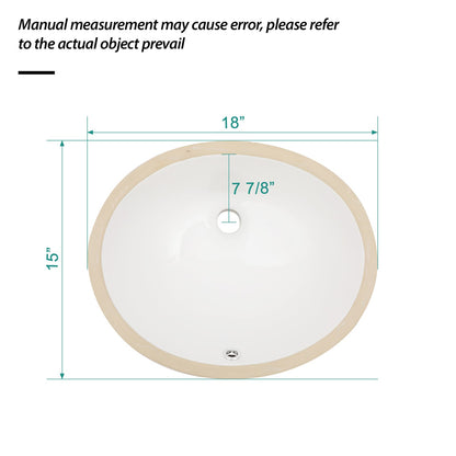 White Ceramic Oval Bathroom Sink - 18x15 Inch