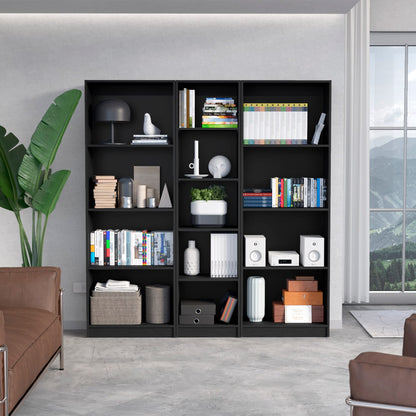 Durant 3 Piece Home Bookcase Set - Gray & White, 67" Wide with 13 Shelves