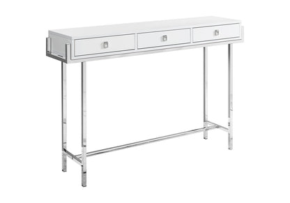 White Particle Board Accent Table with Drawers for Living Room