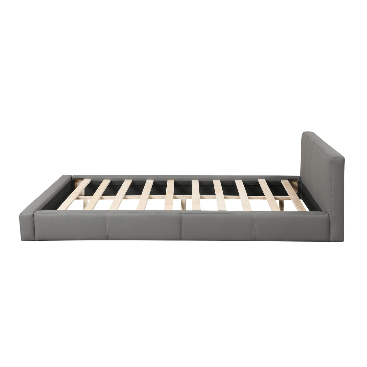 Stylish Gray Upholstered King Bed - Box Spring Not Required
