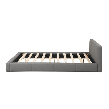 Stylish Gray Upholstered King Bed - Box Spring Not Required
