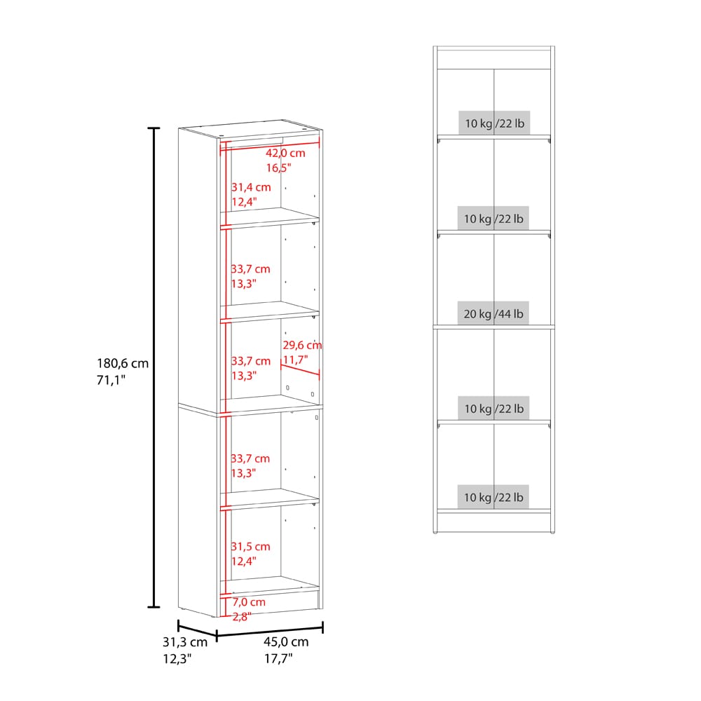 Sunflower Bookcase - Tall White Storage Cabinet