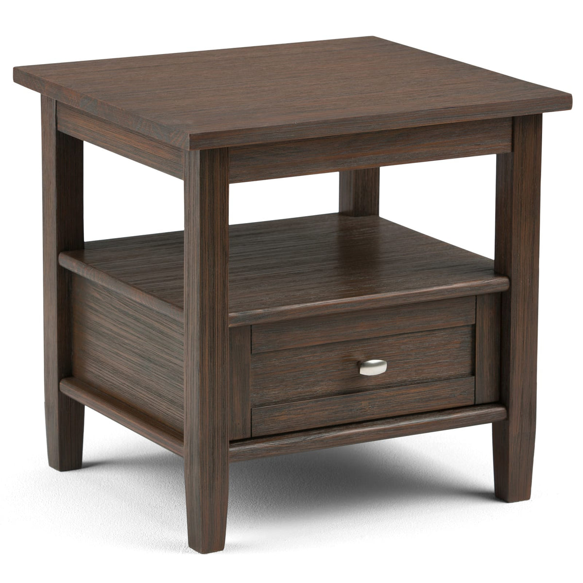 Warm Shaker End Table - Dark Brown Wood Storage Side Table