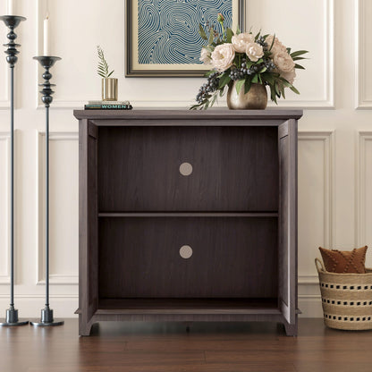 Dark Brown MDF Sideboard Buffet with Mirrored Doors & Adjustable Shelves